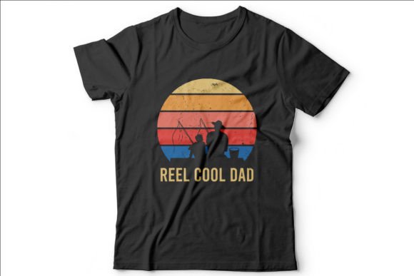 Reel Cool Dad Graphic T-shirt Design: A Fun Design Asset